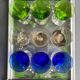 Service de 9 verres à liqueur de couleur