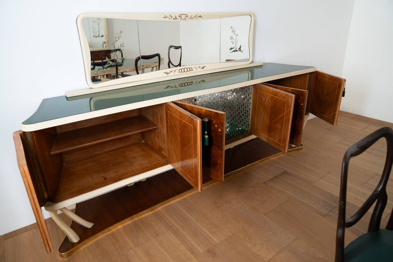 Salle à manger en racine de noyer, style Vittorio Dassi 1950/1960