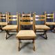 Vintage oak and wicker brutalist chairs, 1960s - set of 6