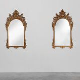 Paire de grands miroirs baroques dorés du XXe siècle par Deknudt, Belgique
