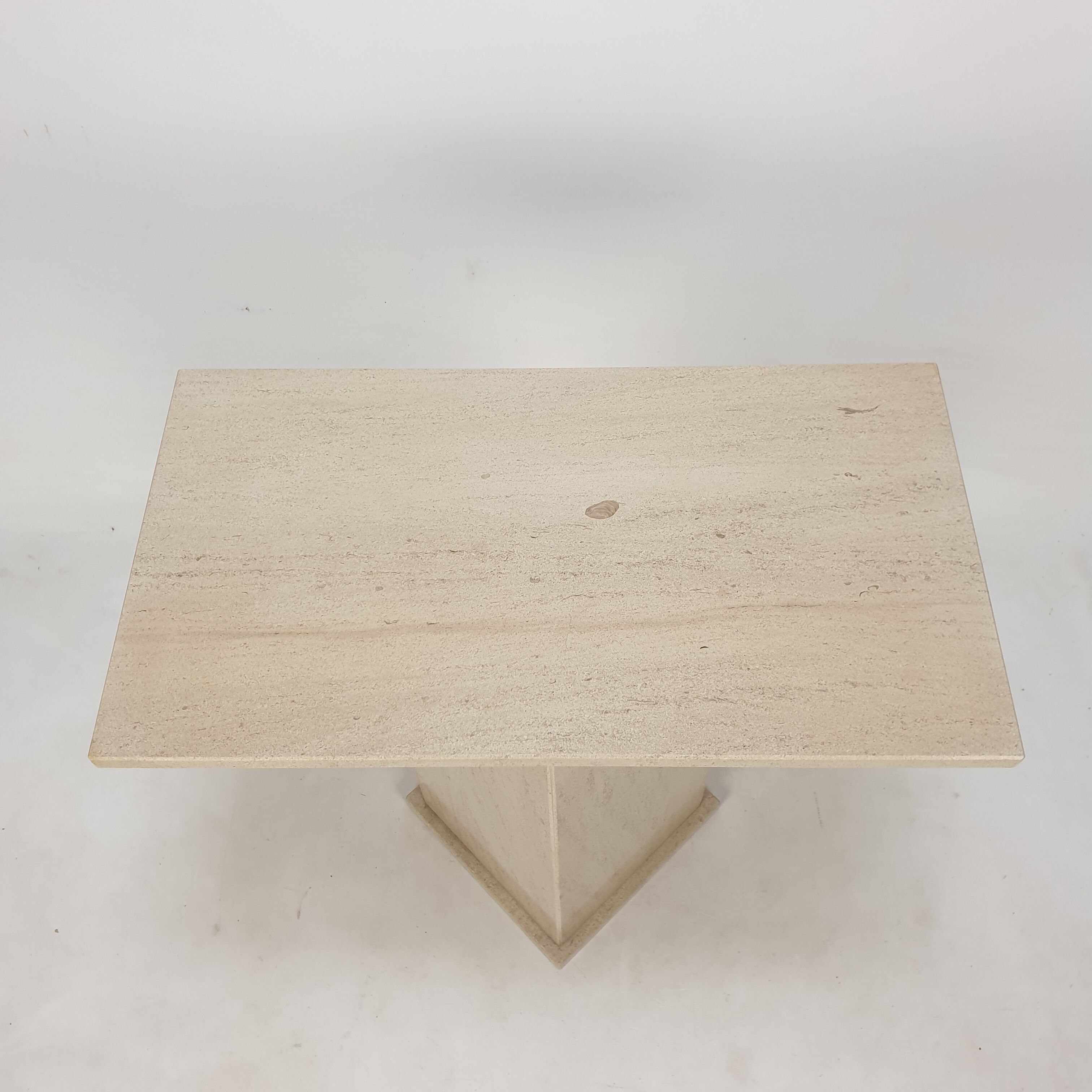 Italian Travertine Side Table or Pedestal, 1980s