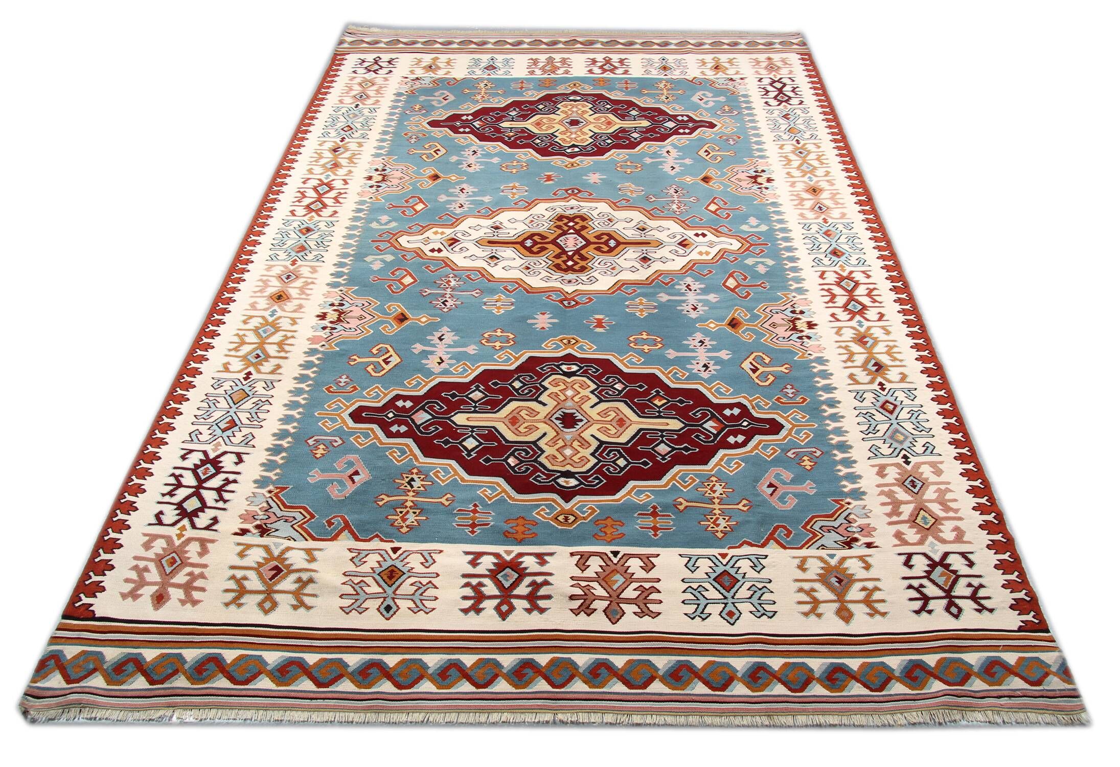 Antique Serbian Rug, Handmade Carpet Vintage Kilim, Geometric Oriental Rug