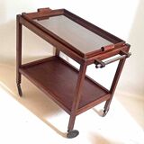 Rolling trolley with removable tray Mahogany 1930s
