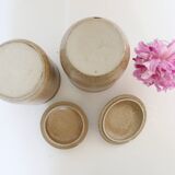 Set of 2 pretty stoneware pots, vintage