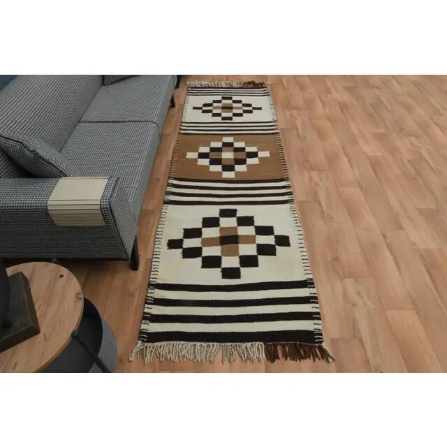 Tapis couloir vintage turc Oushak fait main beige des années 1970 92x292