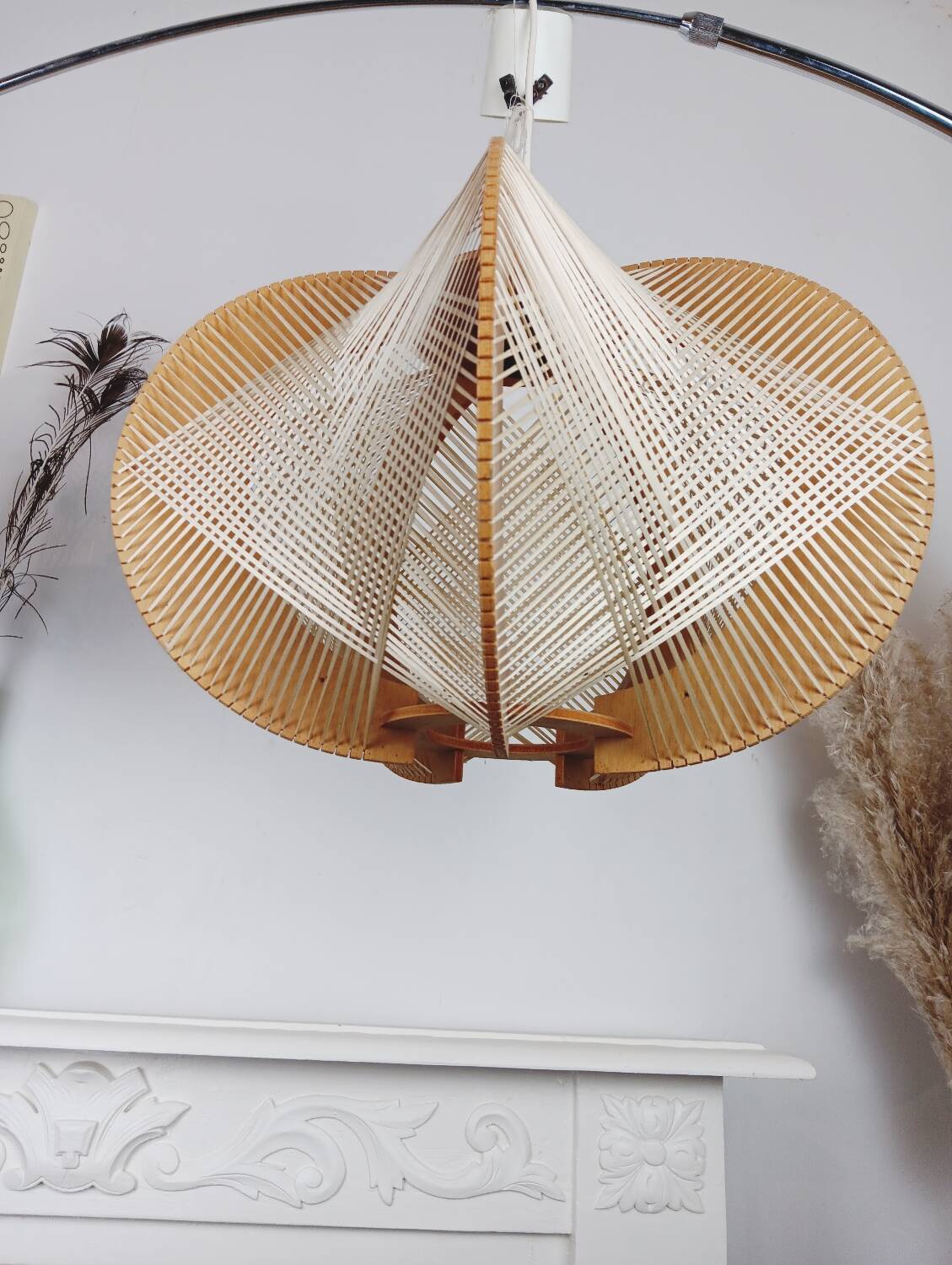 Vintage wood and wicker suspension design