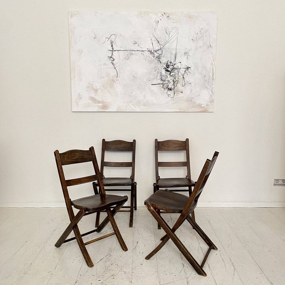 Art Deco Folding Chairs, 1930, Set of 4