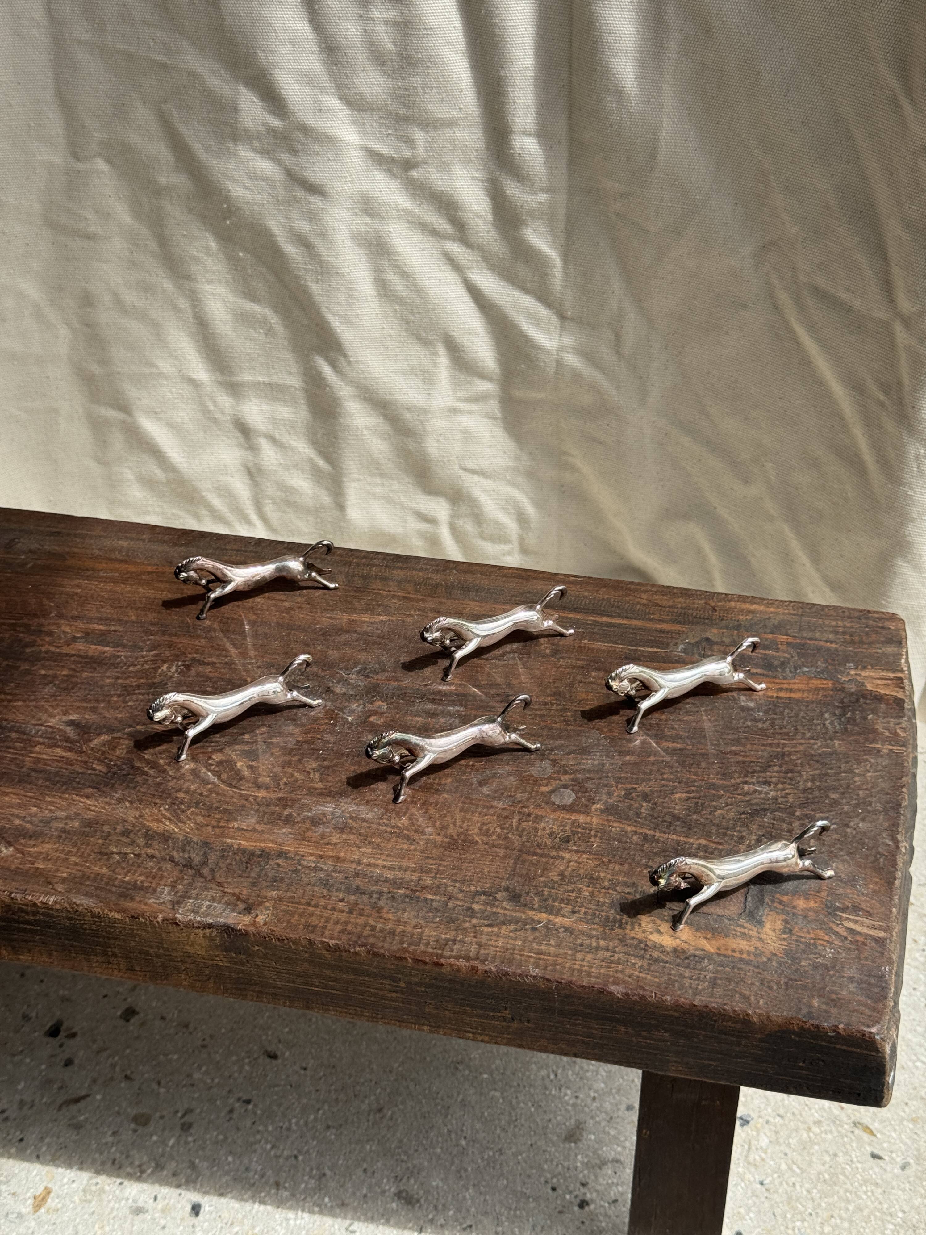 Set of 6 silver-plated horse knife rests L8 H2