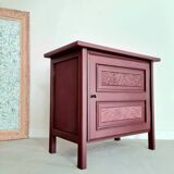 Bahut old art deco flowers garnet pink