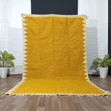 Moroccan kilim rug, yellow, handmade, 150/250cm.
