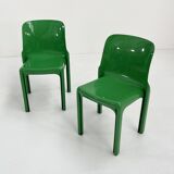 Set of 4 green Selene chairs by Vico Magistretti for artemide, 1970