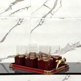 Hollywood Regency Glasses and Tray Set by Hans Turnwald, 1970s, Set of 7