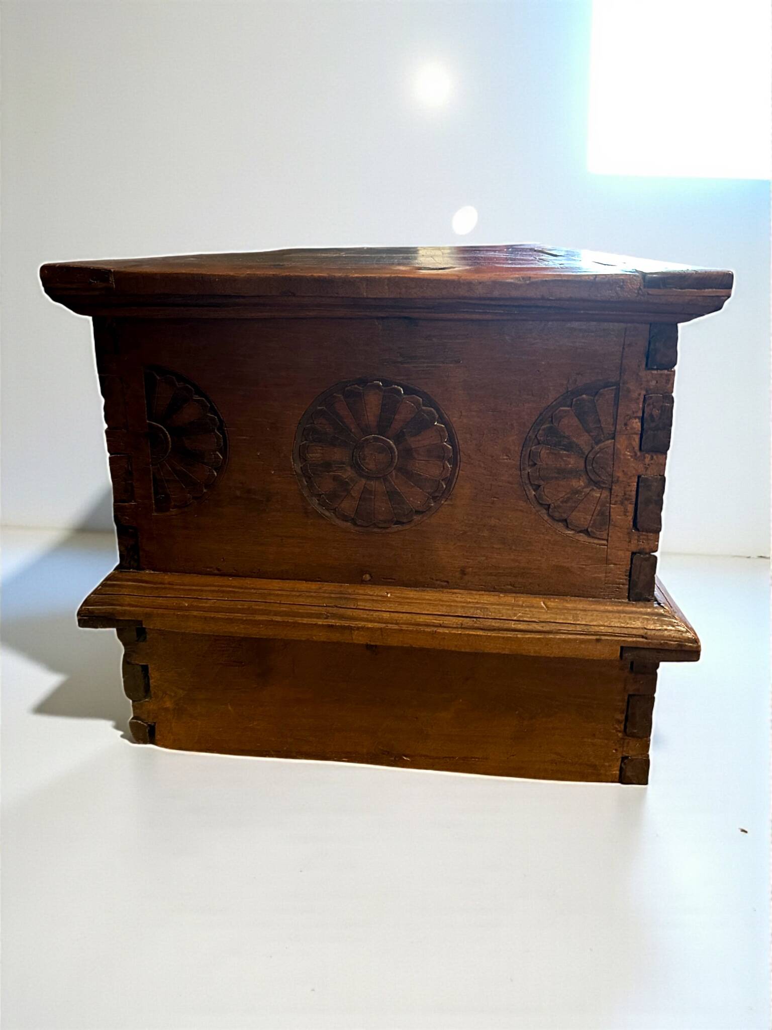Large Hand-Carved Teak Storage Chest, 1800s