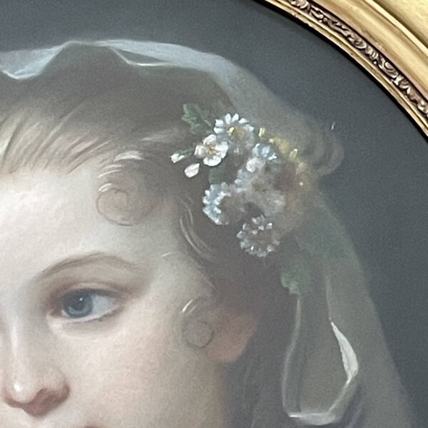 Portrait de jeune fille au pastel, 19ème s.