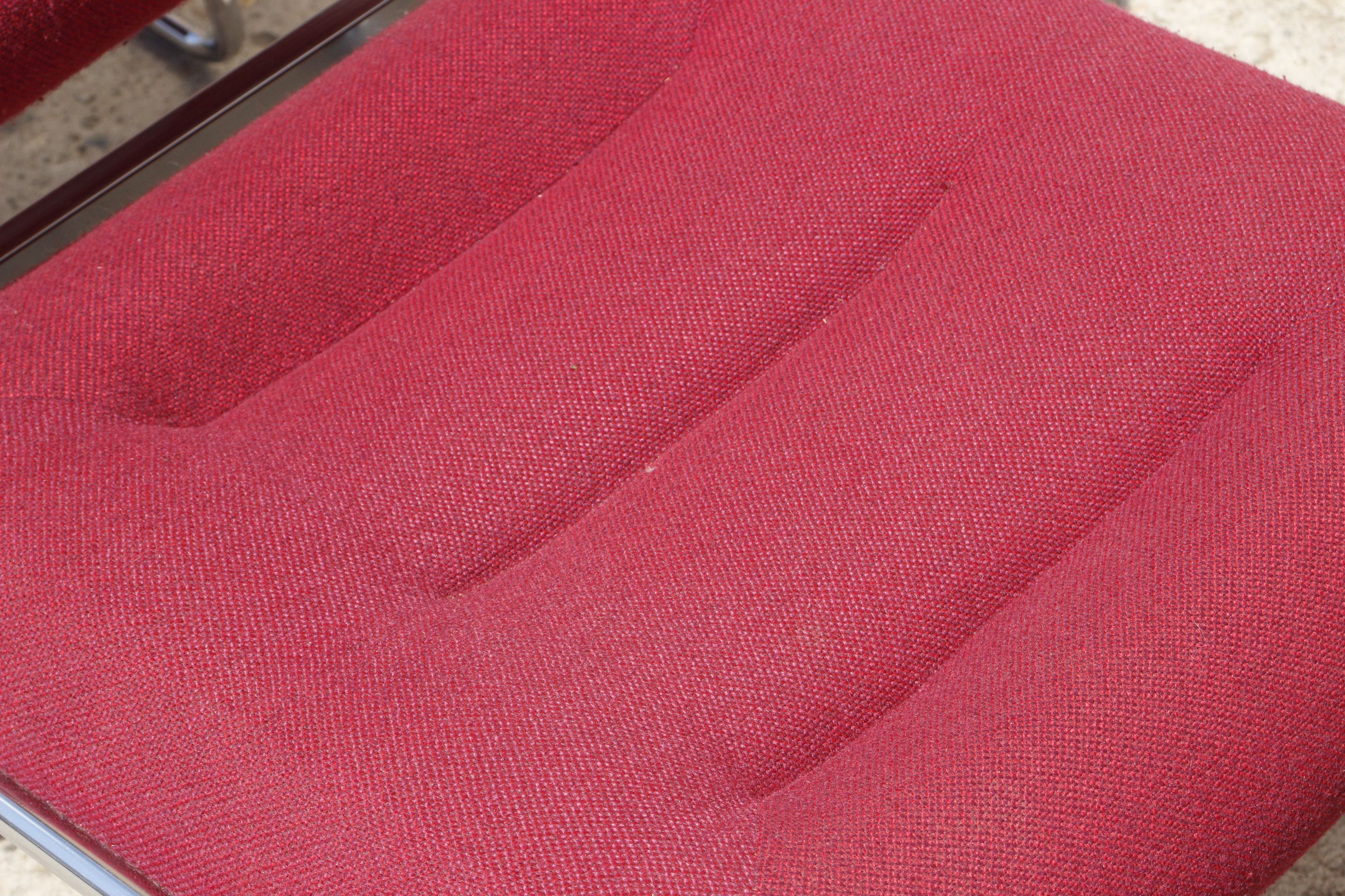 Space Age Chairs in Chrome and Velvet, 1970s, Set of 4