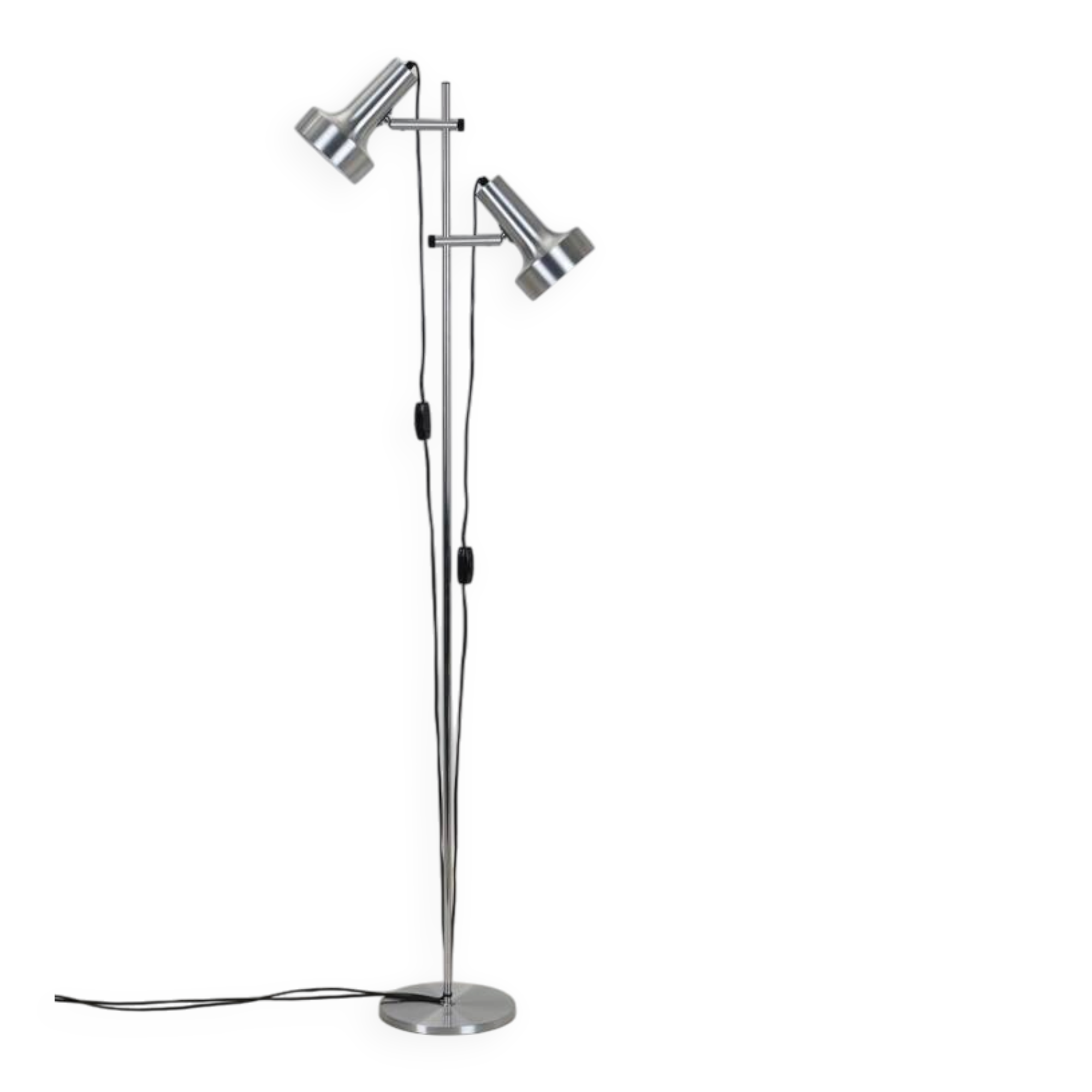 Danish modern design double spot floor lamp / reading lamp / aluminum / 1970s-1980s
