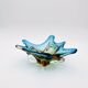 Murano Sommerso Blue Amber Sculpture Bowl 23cm