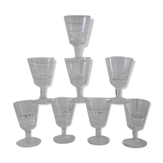 Set of 8 wine glasses Cristallerie de Lorraine 50s