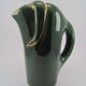 Modernist pitcher in green and gold glazed ceramic, brand MAGDALITHE MADE IN FRANCE around 1950 1