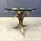 Vintage gilt metal flower side table, 1960s