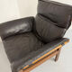 Vintage 70s Dreipunkt Scala design armchair in black leather and teak.