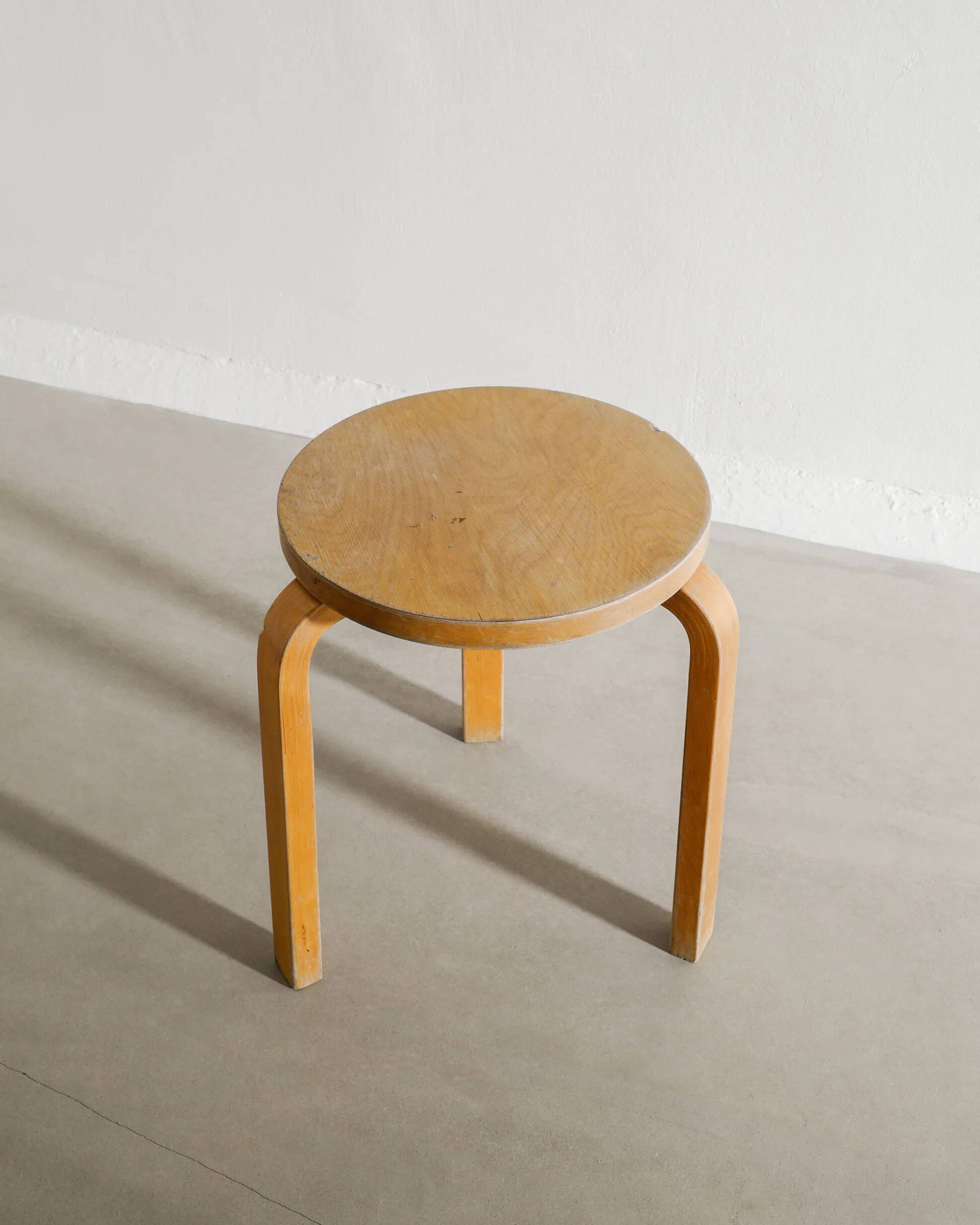 Vintage Original Mid Century Wooden "Stool 60" by Alvar Aalto, 1940s