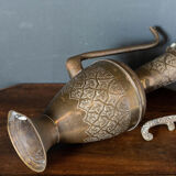 Oriental ewer in brass or copper with handle mid-twentieth