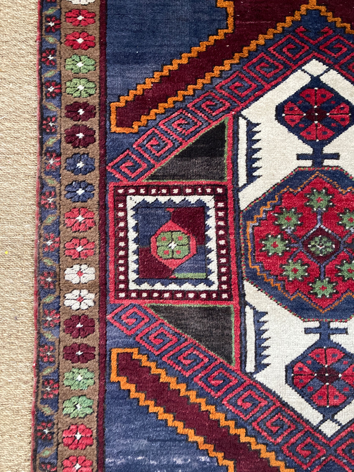 Antique carpet in caucasian wool - anatomy - turkish - kazak - large - geometric patterns / persian
