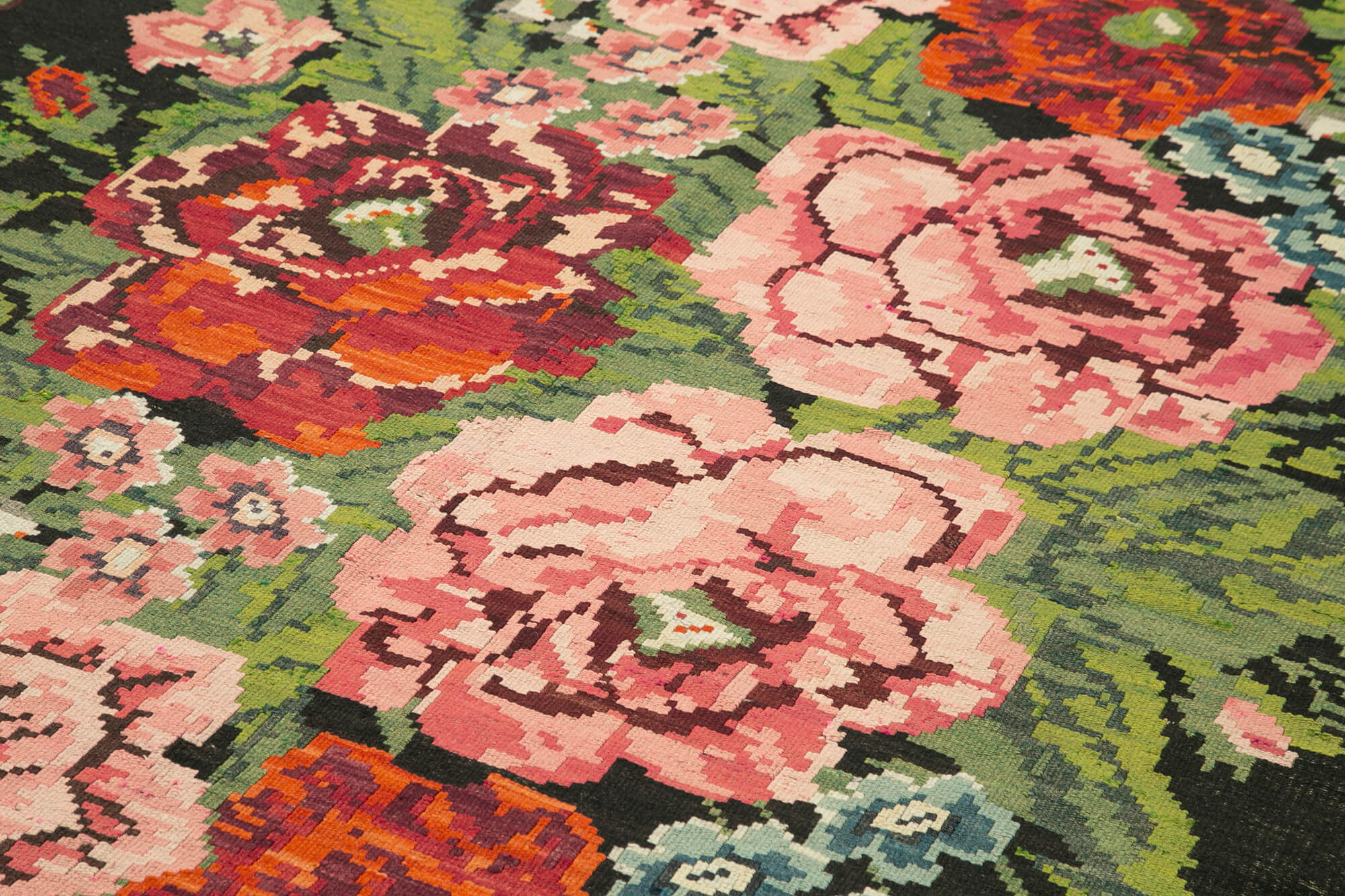 Handwoven Vintage Bessarabian Black Kilim 218 cm x 387 cm - 23259