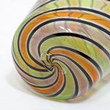 Glass vase "a canne" by Fratelli Toso with handles, Murano, Italy, circa
