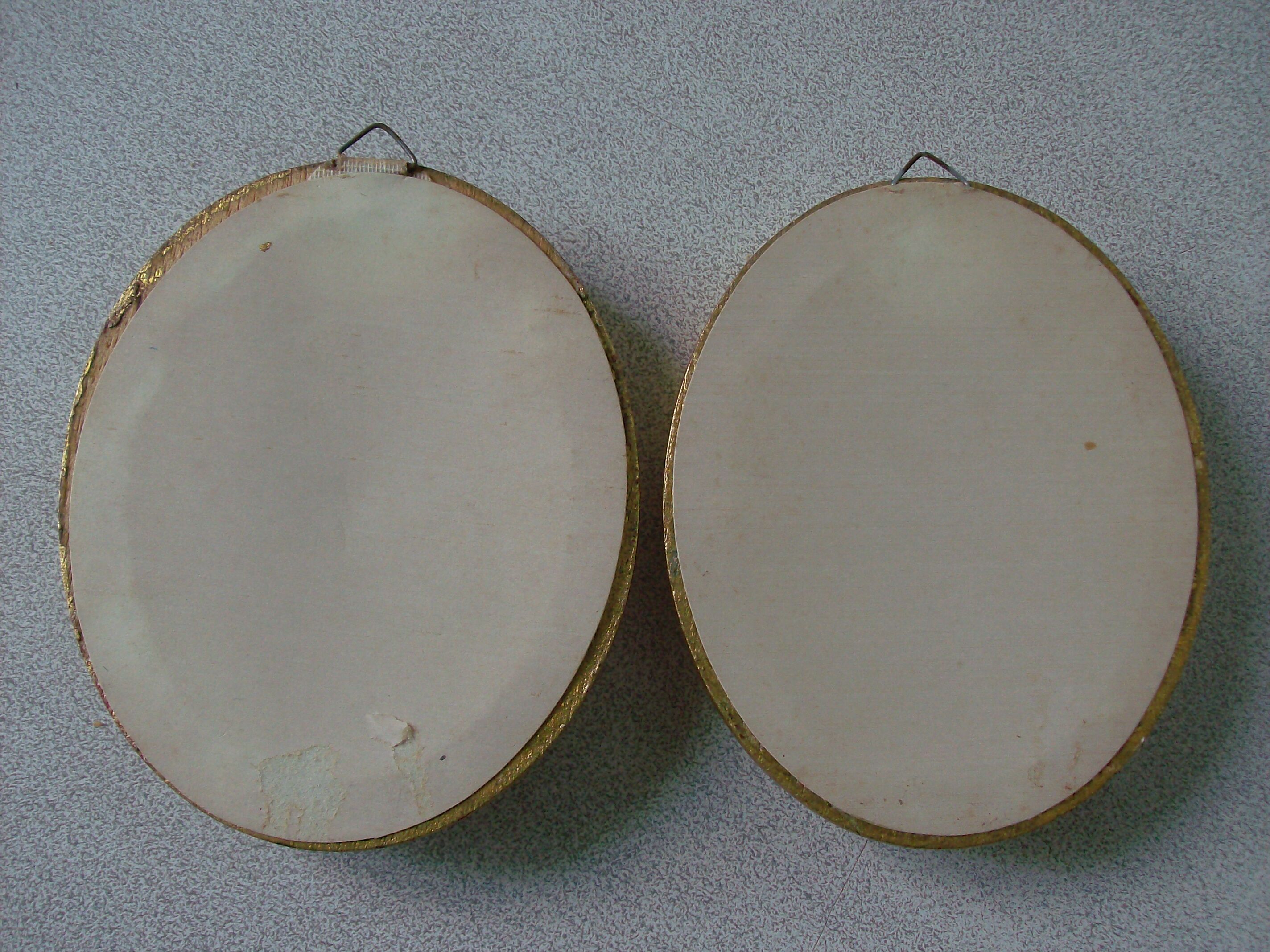 Set of 2 old frames in gilded wood and glass floral flower decoration