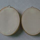 Set of 2 old frames in gilded wood and glass floral flower decoration