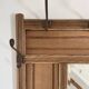 Vintage carved wood wall coat rack mirror - 6 iron hooks