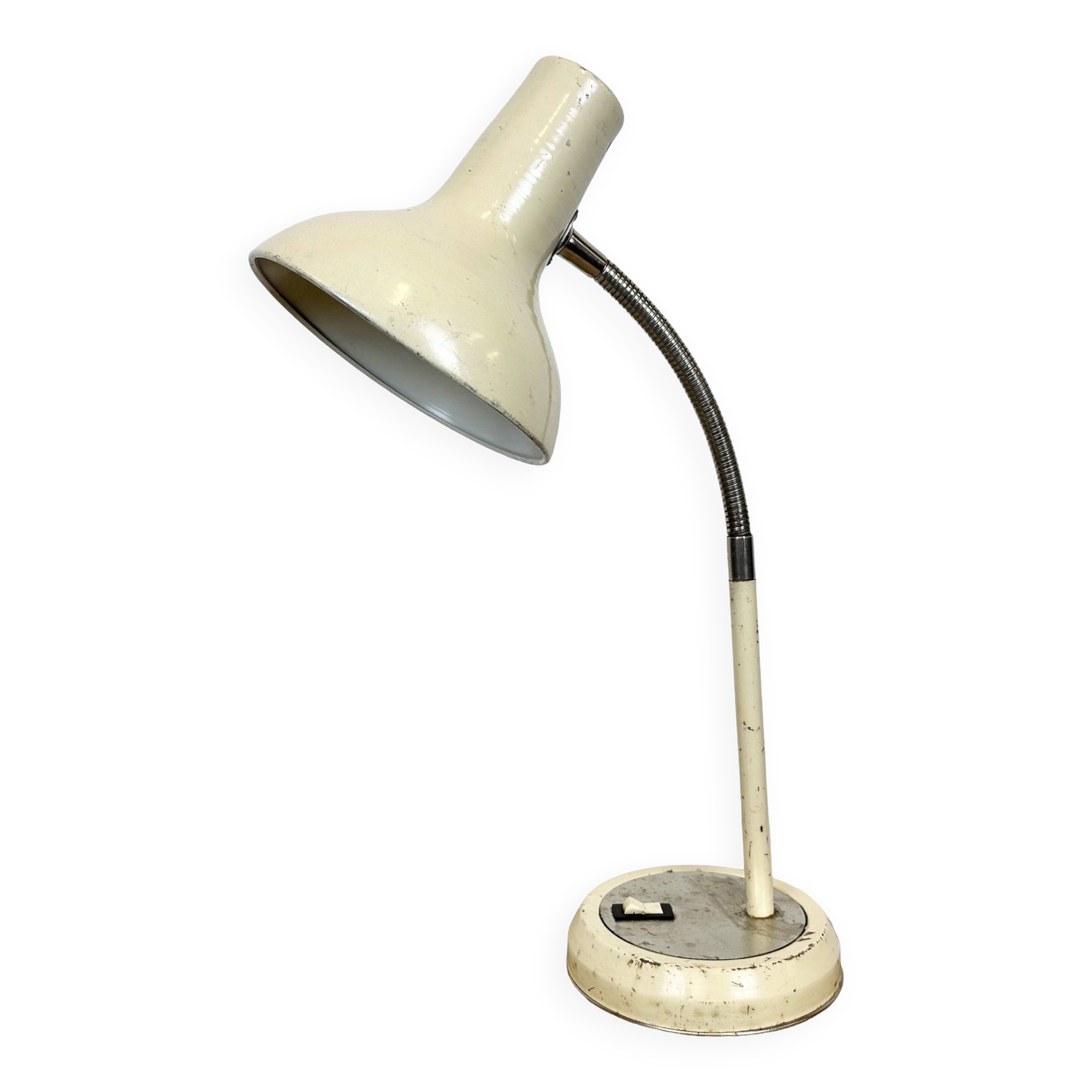 Lampe de table industrielle beige à col de cygne, 1960s