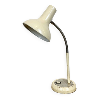 Lampe de table industrielle beige à col de cygne, 1960s