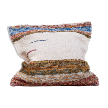 Housse de coussin artisanale en coton recyclé tissé main
