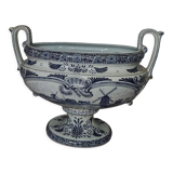Delft earthenware planter with mill decoration