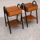 Pair of vintage bedside tables modernists wood and metal