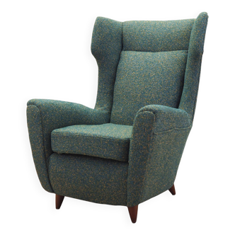 Fauteuil vert, design italien, années 1970, production : Italie