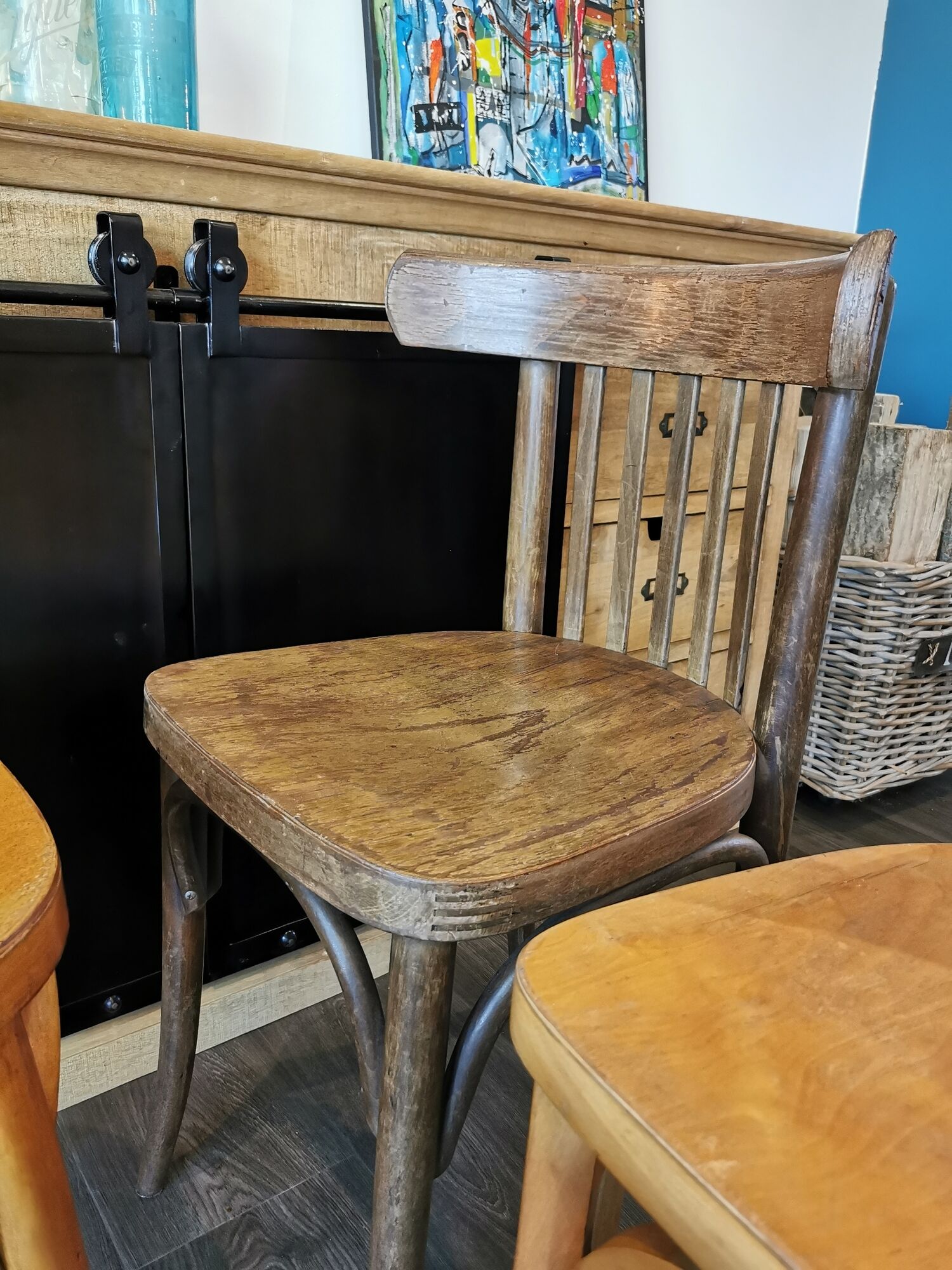 Baumann Stella and Luterma series of 6 mismatched bistro chairs