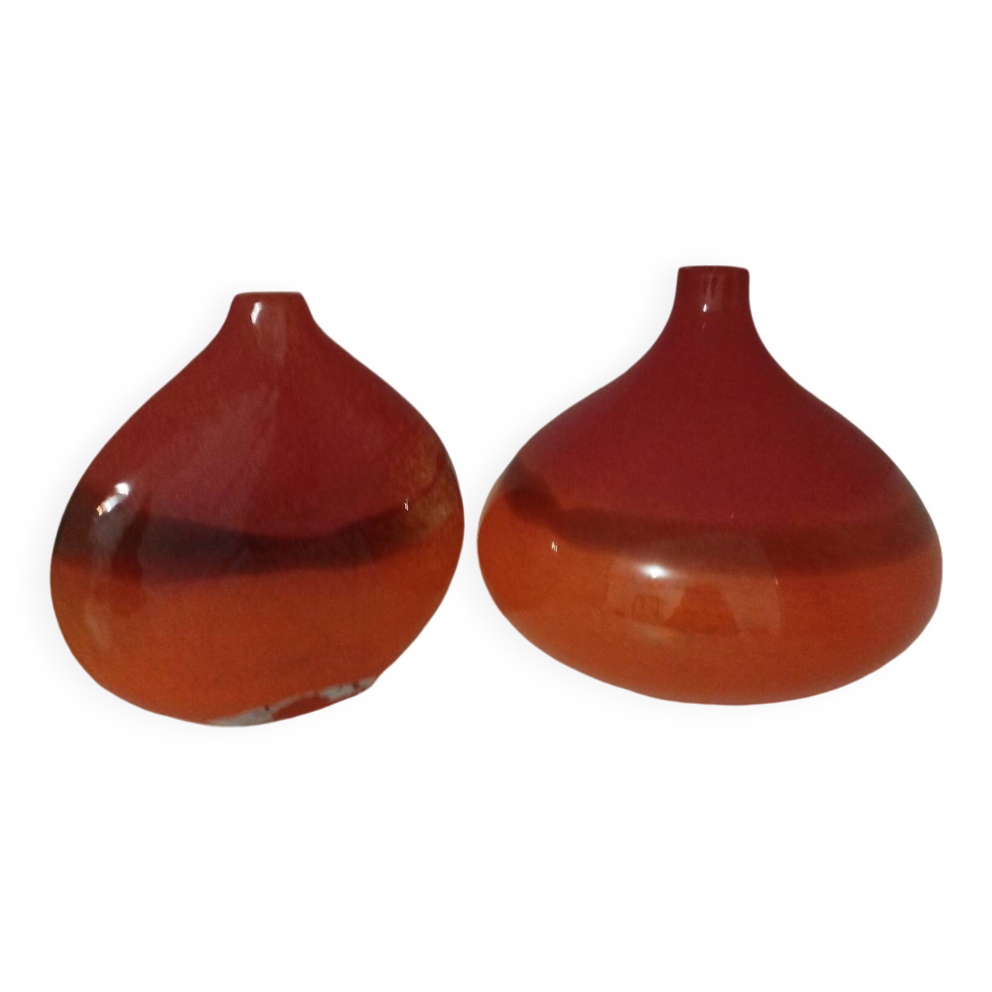 Pair or 2 glass paste vases from the 80s vintage.