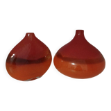 Pair or 2 glass paste vases from the 80s vintage.