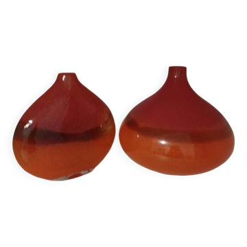 Pair or 2 glass paste vases from the 80s vintage.