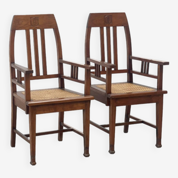 Couple of 1940's Amsterdamse school easy chairs