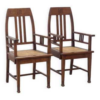 Couple of 1940's Amsterdamse school easy chairs