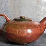 Théière de potier en grès émaillé vintage