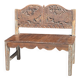 Mini banc à dossier sculpté à motif d'oiseaux stylisés H58 L61