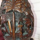 Carved wooden lamp