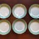 12 flat plates Villeroy & Boch Mettlach celadon green and vintage gold 1960s