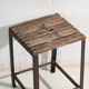 Vintage industrial stool made of pine wood and iron – Central Europe, around 1950